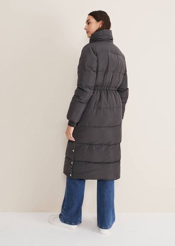 Phase Eight Rae Asymetric Long Puffer Coats Grey USA | 9412507-KZ